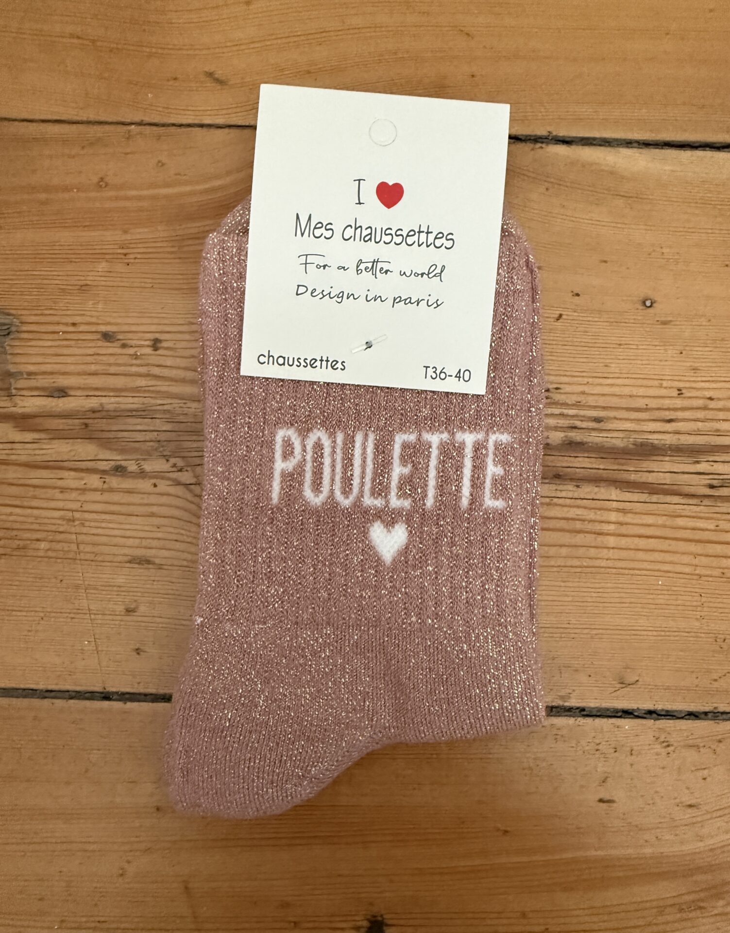 chaussettes bichette lurex gris clair et rouge