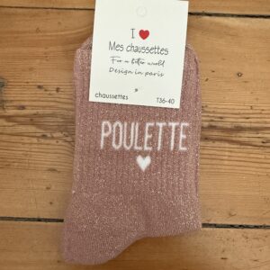 chaussettes bichette lurex gris clair et rouge