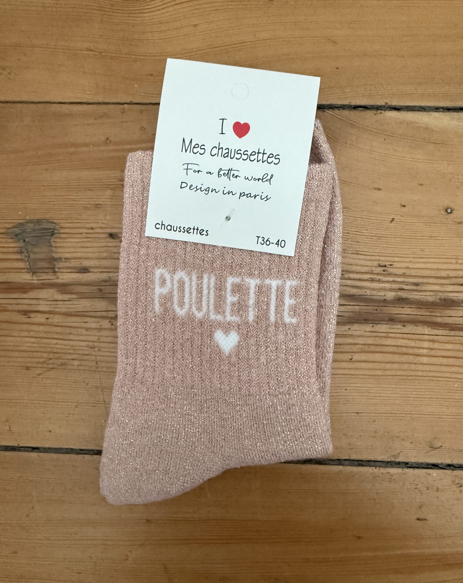 chaussettes bichette lurex gris clair et rouge