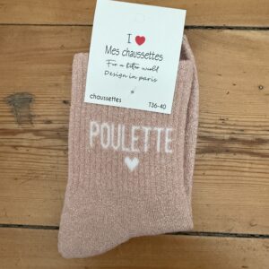 chaussettes bichette lurex gris clair et rouge