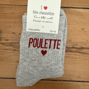 chaussettes bichette lurex gris clair et rouge